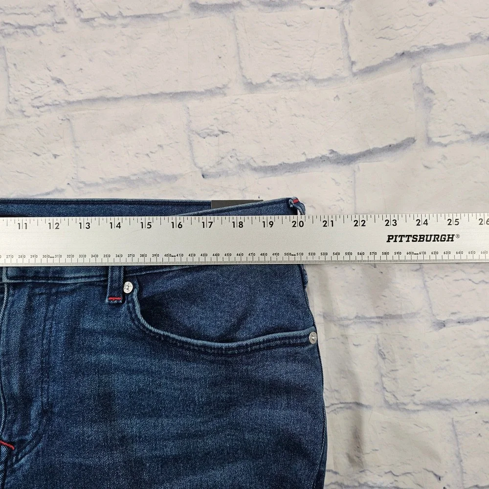 True Religion Ricky Relaxed Straight MENS 38X34 Dark Wash Red Stitch Jeans